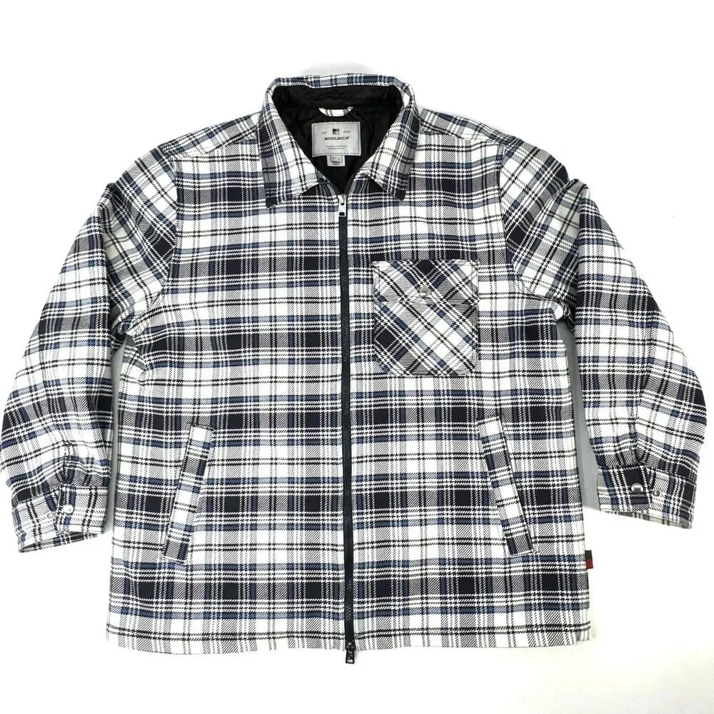 Woolrich The Timber Padded Overshirt Plaid Full Zip Jacket Shacket Mens Large